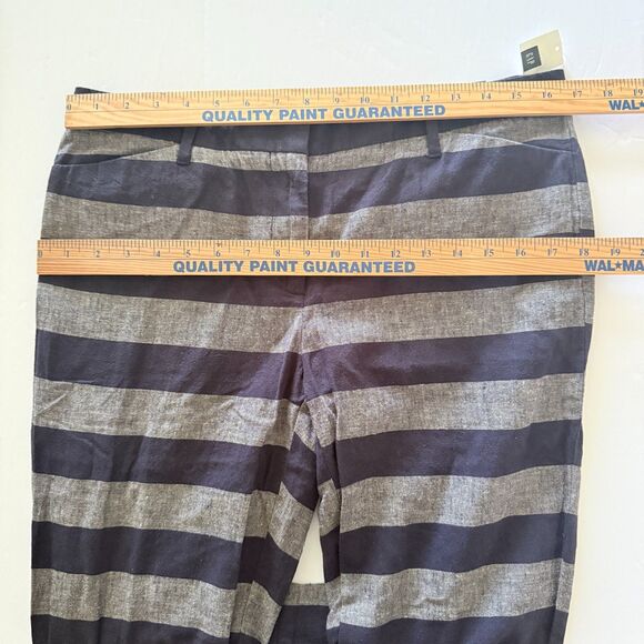 NWT GAP Slim Crop Pants Rugby Stripe Linen Cotton Blend Lightweight Trousers 6 - Picture 6 of 10
